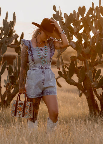 brixton_denim_jumpsuit_frill_cowgirl_western_wrangler_bag_turquoise_mack_and_co_designs_australia