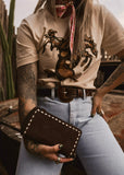 The Boot Stitch Suede Wallet In Brown