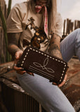The Boot Stitch Suede Wallet In Brown