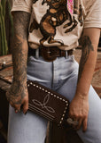 The Boot Stitch Suede Wallet In Brown