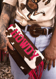 The Howdy Cowhide Clutch in Hot Pink