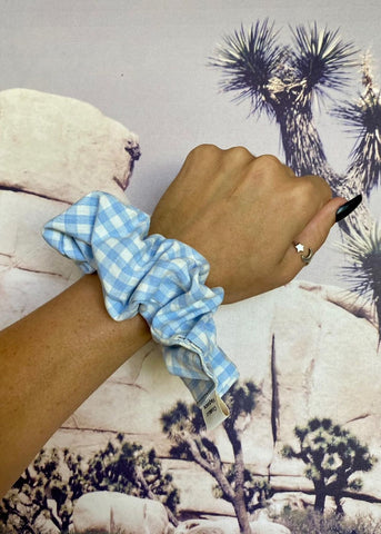 cosmic_vaquera_scrunchie_light_blue_gingham_western_cowgirl_handmade_handcrafted_mack_and_co_designs_australia