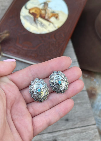 western_earrings_silver_turquoise_concho_mack_and_co_designs_australia