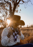 rodeo_western_fashion_handmade_handcrafted_concho_scarfslide_slide_wildrag_wild_rag_neck_scarf_tie_necktie_scarves_bucking_bronco_campdraft_barrel_racing_racer_linen_gingham_navy_cowgirl_mack_and_co_designs_australia