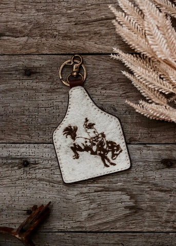 cowhide_keyring_keychain_bucking_bronco_branded_american_darling_rodeo_western_cowboy_leather_mack_and_co_designs_australia