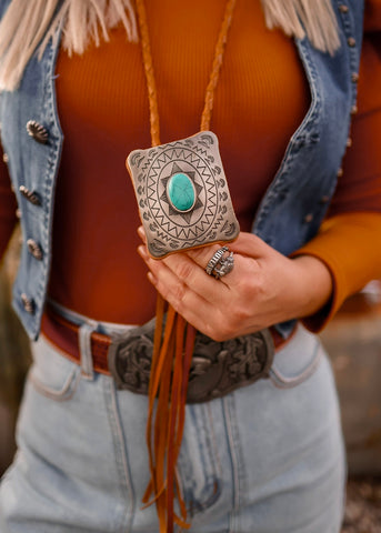 Leather Concho Bolo Necklace