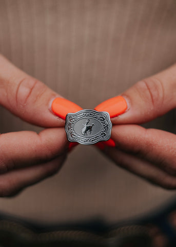 spur_west_mini_belt_buckle_ring_silver_bucking_bronco_bronc_american_usa_western_rodeo_cowboys_cowgirls_mack_and_co_designs_australia