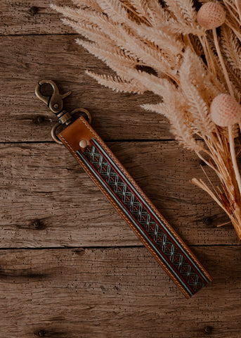 wristlet_american_darling_tooled_leather_handpainted_keyring_bag_tag_keychain_western_mack_and_co_designs_australia