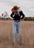 eleanor_ruffle_puff_sleeve_bodysuit_cowgirl_western_black_mack_and_co_designs_australia