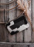 Sage Cowhide Clutch/ Crossbody Bag in Black Leather (Pick Option)