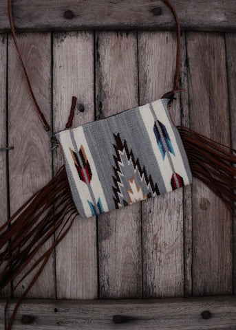 Zoe Saddle Blanket Crossbody Bag in Grey