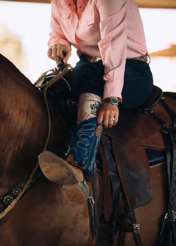 lucky_chuck_fringe_western_performance_socks_vintage_cowboys_cowgirls_rodeos_light_pink_cream_bronco_hemp_compression_america_usa_mack_and_co_designs_australia