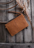 Sage Cowhide Clutch/ Crossbody Bag in Tan Leather (Pick Option)