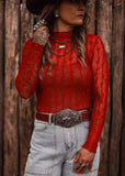 The Western Heritage Lace Top in Red