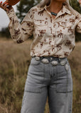 cotton_rye_outfitters_america_longhorn_rust_pearl_snap_button_up_arena_shirt_womens_western_cowgirl_mack_and_co_designs_australia