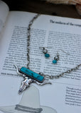 Longhorn Turquoise Bar Necklace Set