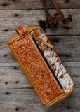 Bandera Cowhide Toiletries Bag - Tan Tooled Leather