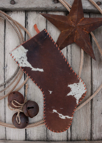 Cowhide Christmas Stocking - Tan Leather