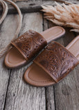 amelia_womens_tooled_leather_sunflower_slides_shoes_mack_and_co_designs_australia