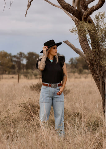 the_rose_blouse_in_black_womens_campdraft_western_cowgirl_turquoise_charlie_one_1_horse_hat_mack_and_co_designs_australia