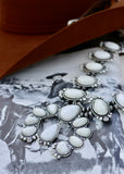 White Natural Stone Squash Blossom Statement Necklace