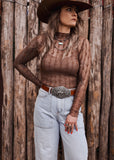 The Western Heritage Lace Top in Chocolate