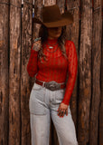 The Western Heritage Lace Top in Red