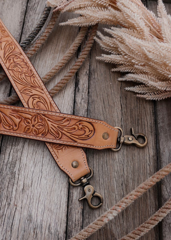 tooled_leather_bag_strap_tan_western_floral_cowgirl_mack_and_co_designs_australia