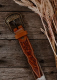 cowhide_tooled_leather_western_cowgirl_cowboy_belt_rodeo_mack_and_co_designs_australia