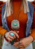 Leather Concho Bolo Necklace