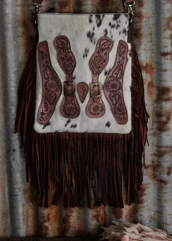 hilda_cowhide_bag_genuine_leather_american_darling_fringe_spurs_spur_stra_western_cowgirl_cowboy_tooled_mack_and_co_designs_australia