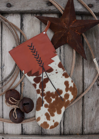 Cowhide Christmas Stocking - Tan Leather