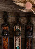wristlet_american_darling_tooled_leather_handpainted_keyring_bag_tag_keychain_western_buckstitch_concho_mack_and_co_designs_australia