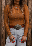 The Western Heritage Lace Top in Tan