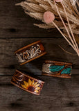 american_darling_tooled_leather_handpainted_cuff_bracelet_western_cowgirl_cowboy_mack_and_co_designs_australia