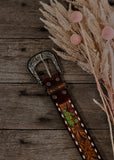 american_darling_tooled_leather_western_buckle_cowboy_cowgirl_belt_handpainted_buckstitch_mack_and_co_designs_australia