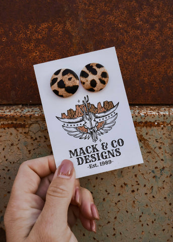 Tess Studs - Leopard Print