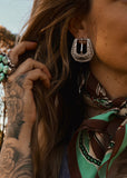 The Western Buckle Earrings in Silver