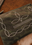 The Boot Stitch Clutch in Emerald