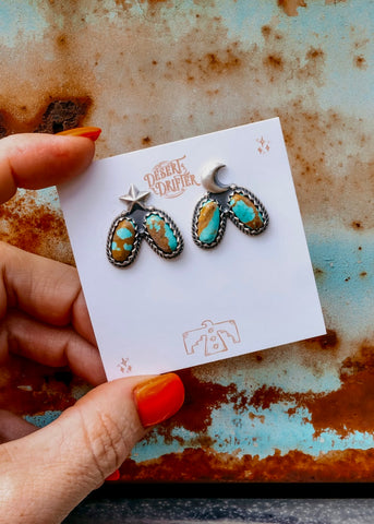 Moon & Star Earrings - Kingman Turquoise