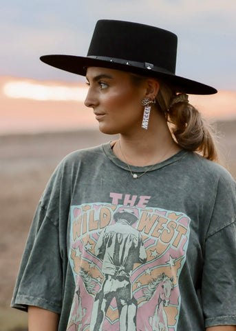 yeehaw_acrylic_glitter_dangle_earrings_cowgirl_cowboy_hat_western_mack_and_co_designs_australia