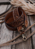 tooled_leather_bag_strap_brown_chocolate_western_floral_cowgirl_mack_and_co_designs_australia