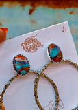 Hinge Hoop Earrings - Orange Dahlia