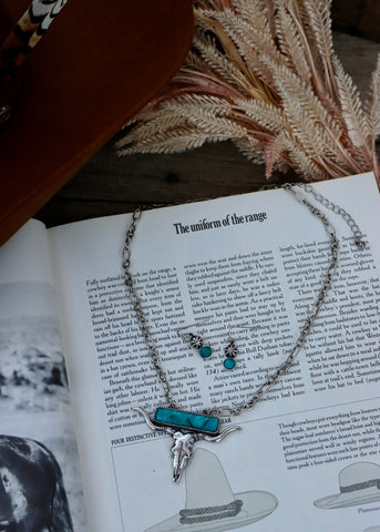longhorn_western_turquoise_bar_necklace_earrings_set_silver_mack_and_co_designs_australia
