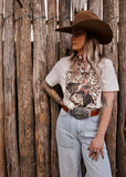 XOXO Art & Co. Saddle Flower Bronc Tee