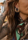 The Western Buckle Earrings in Gold