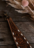 Chocolate Tooled Leather Wristlet