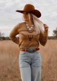 camel_longhorn_sweater_cowgirl_western_cotton_rye_outfitters_america_mack_and_co_designs_australia