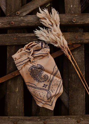 rodeo_western_fashion_silk_satin_horses_lariat_golden_handmade_handcrafted_concho_scarfslide_slide_wildrag_wild_rag_neck_scarf_tie_necktie_floral_scarves_bucking_bronco_campdraft_barrel_racing_racer_linen_cutting_gingham_paisley_cowgirl_mack_and_co_designs_australia