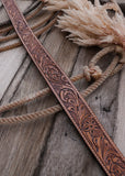 tooled_leather_bag_strap_brown_chocolate_western_floral_cowgirl_mack_and_co_designs_australia